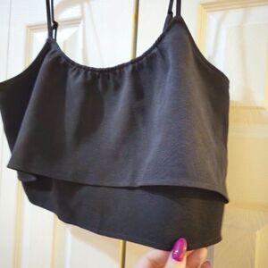 Express Women's Black Layered Adjustable Spaghetti Strap Crop Top Size Medium